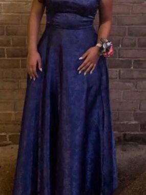 Windsor Deep Navy Satin A-Line Evening Dress